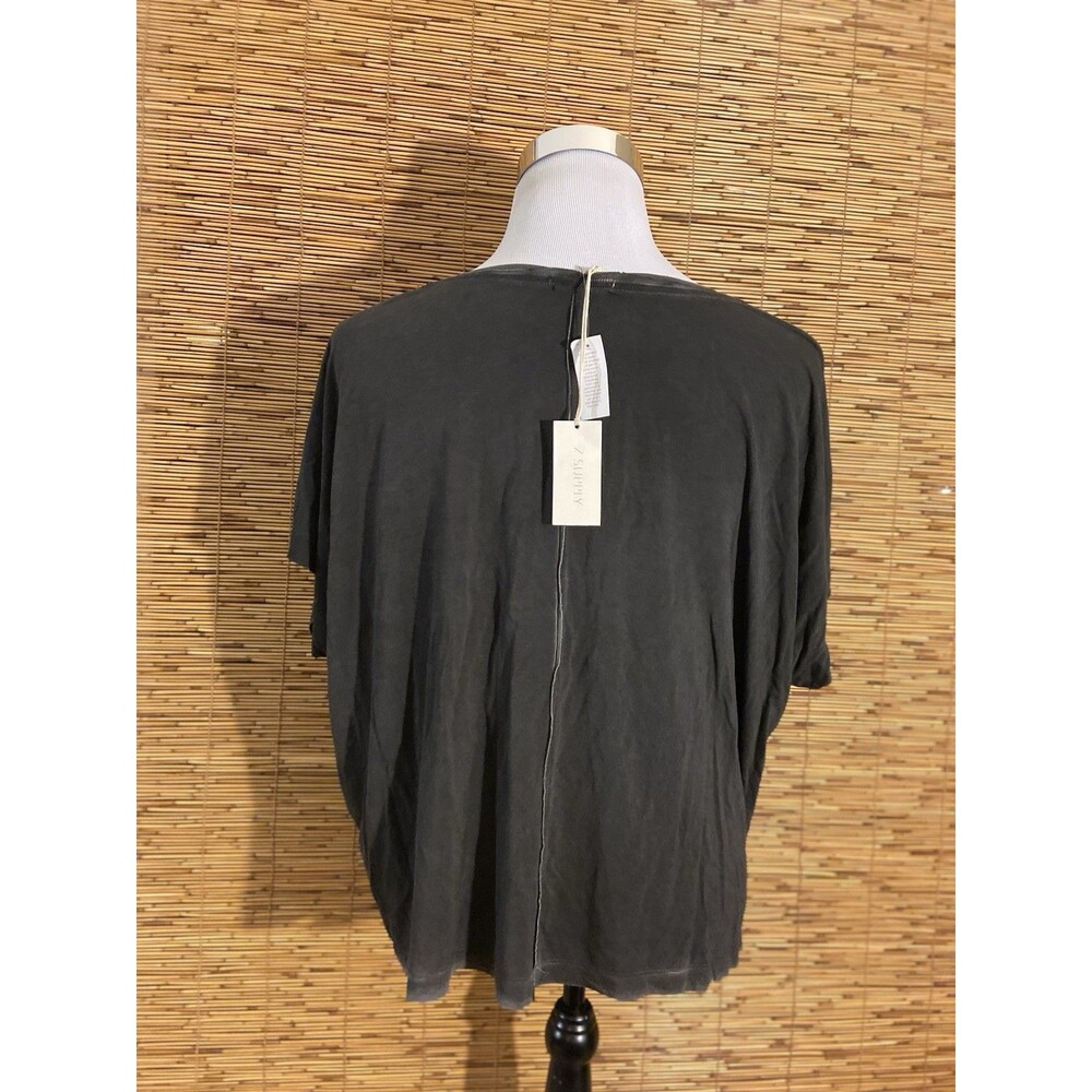 Z Supply Mischa Sleek Women’s Top V Neck Shirt Size Large Black Blouse - Picture 4 of 10